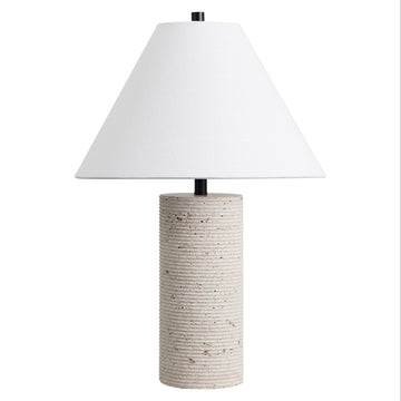 Kelsey 22.50" Modern Minimalist Travertine Column LED Table Lamp